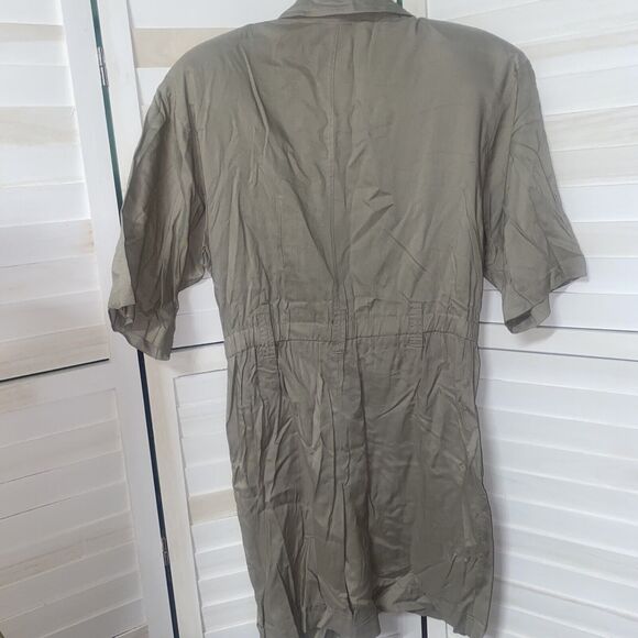 Vintage 80s Together Khaki Playsuit Shorts Romper 1 Piece Missy Sz 6 - Picture 6 of 9